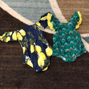 Two baby girl rompers. Perfect for summer!